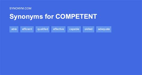 COMPETENT Synonyms: 111 Similar and Opposite .